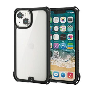 �G���R�� iPhone 14 / 13 �P�[�X �J�o�[ �ϏՌ� �Ռ��z�� ZEROSHOCK �Ռ��z���t�B�����t�� �X�g���b�v�z�[���t�� �t���[��(�u���b�N) �N���A PM-A22AZEROFCBK