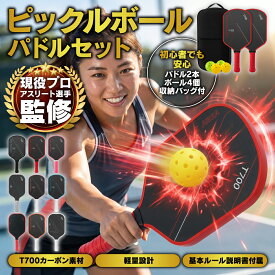 ★15日ポイント5倍100円クーポン★【スポーツトレーナー監修】ピックルボール セット 初心者向け パドル2本 ボール4個（屋外用40穴×2・屋内用26穴×2）収納バッグ 日本語説明書付き ラケット 軽量 ファミリー 練習用