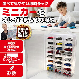 ＼10日ポイント5倍／ミニカー収納ケース トミカ収納ケース 最大48台 両面収納 クリアケース 持ち手付き ロングミニカ