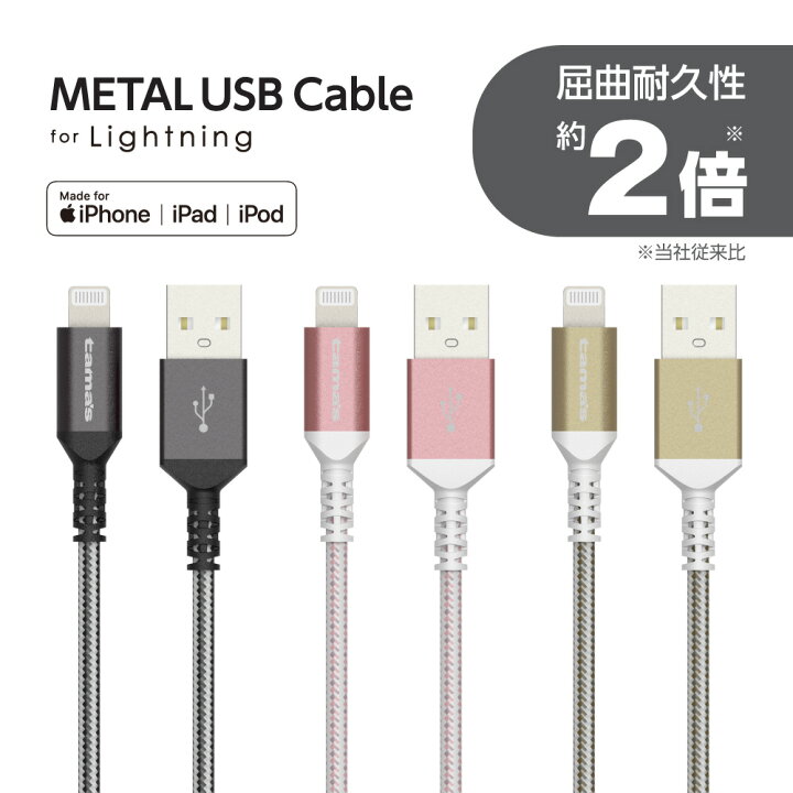 SALE】 cama iPhoneケーブル 1m メッシュブルー