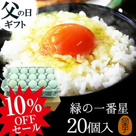 父の日 楽天スーパーSALE 10%OFF 緑の一番星【生卵20個入(生卵16個+破損保証4個)】卵 玉子 たまご 高級 卵かけご飯に トレイ入 包装,のし,カード無料！緑の卵 アローカナ大黄卵鶏が産む薄緑殻 食べ物 実用的 プレゼント ギフト お取り寄せグルメ 2024