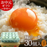 お中元 2026 卵 生卵 高級 緑の一番星 たまご ギフト【生卵30個入(生卵25個+破損保証5個)】卵かけご飯 ア…