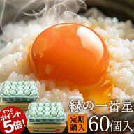 卵 定期便【ポイント5倍 初回5979円 】希少な最高級卵 緑の一番星 60個 朝採り 産みたてたまご 農場直送 …