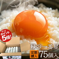 卵 定期便【ポイント5倍 初回6975円】希少な最高級卵 緑の一番星 75個 朝採り 産みたてたまご 農場直送 …