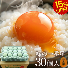 楽天スーパーSALE 15%OFF 卵 生卵 高級 緑の一番星 たまご ギフト【生卵30個入(生卵25個+破損保証5個)】卵かけご飯 アローカナ 大黄卵鶏が産む 青い卵 ブランド卵 緑の卵 トレイ入 のし カード無料 食べ物 TV 紹介 お返し プレゼント お取り寄せ グルメ 玉子 実用的