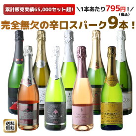 【送料無料】ワインセット スパークリング ワイン 9本 セット 1本あたり795円(税抜723円) 辛口 カヴァ入 シャンパン製法入 御祝 誕生日 ギフト プレゼント パーティー 夢の9本 ソムリエ厳選 カバ ワイン wine cava ドライ 第162弾