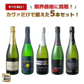 【送料無料】ワインセット カヴァ 5本 セット 辛口 シャンパン製法 瓶内二次発酵 スパークリングワイン カヴァだけ ワイン カヴァセット ギフト お中元 プレゼント 御祝 ソムリエ厳選 カバ 飲み比べセットスペイン cava wine ドライ 第65弾