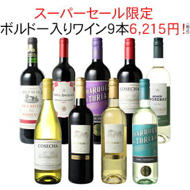 【スーパーSALE限定半額】【送料無料】ワインセット 家飲み ワイン 9本 セット ボルドー入 赤ワイン 白ワイン デイリーワイン 飲み比べ パーティー おうちで満喫 ギフト 御祝 誕生日 結婚祝い 第110弾