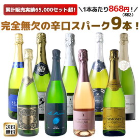【送料無料】ワインセット スパークリング ワイン 9本 セット 1本あたり868円(税抜789円)辛口 カヴァ入 シャンパン製法入 ギフト 御祝 誕生日 プレゼント パーティー 夢の9本 ソムリエ厳選 カバ ワイン wine cava ドライ 第170弾