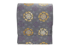 正絹　袋帯　東方至宝裂　藤紫　六通　西陣織　日本製　リバーシブル
