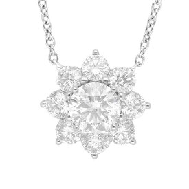 HARRY WINSTON ハリーウィンストン サンフラワー ペンダント ネックレス ミディアム ダイヤモンド(1.03ct E-VS1-3Ex) サイドダイヤモンド(約1.21ct) PT950 プラチナ GIA鑑定書 HW【送料無料】【代引き手数料無料】【中古】24120301