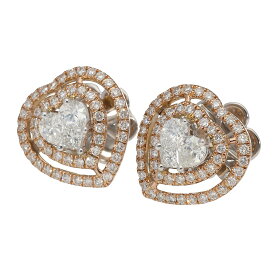 ロゼンジ モディファイド ブリリアント ダイヤモンド/サイドダイヤモンド(1.29ct) ハートモチーフ ピアス 750 K18 WG ホワイトゴールド 750 K18 PG ピンクゴールド【送料無料】【代引き手数料無料】イヤリング【中古】25110402