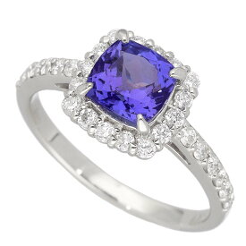クッションファンシーカット タンザナイト(1.41ct) ダイヤモンド(0.41ct) リング 日本サイズ約12号 #52 Pt900 プラチナ 鑑別書【送料無料】【代引き手数料無料】指輪【中古】25110408