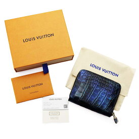 国内未発売 LOUIS VUITTON ルイ・ヴィトン ジッピーコイン パース パドロック N81609 コズミックブルー ブリリアントアリゲーターレザー シルバー金具 MadeInFrance コインケース【送料無料】財布【中古】【代引き無料】24060209