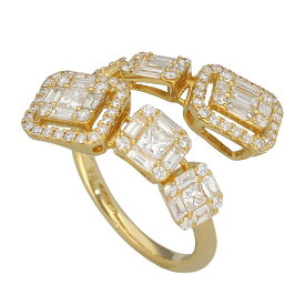 ラウンド/レクタンギュラ― ステップ カットダイヤモンド(1.45ct)リング 750 K18 YG イエローゴールド 日本サイズ約12号 #52 鑑別書【送料無料】【代引き手数料無料】指輪【中古】25110410