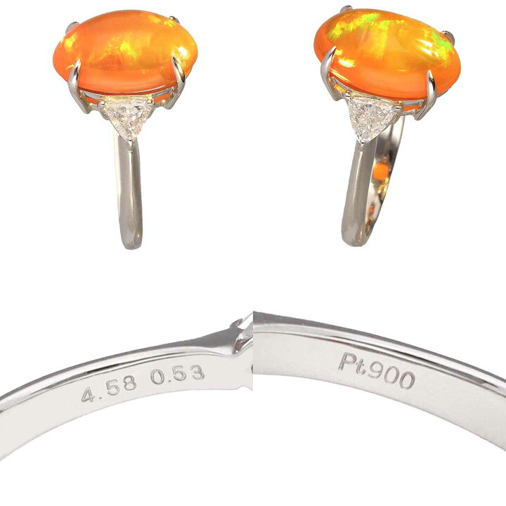 楽天市場】天然ファイアオパール(4.58ct)ダイヤモンド(0.53ct)リング  