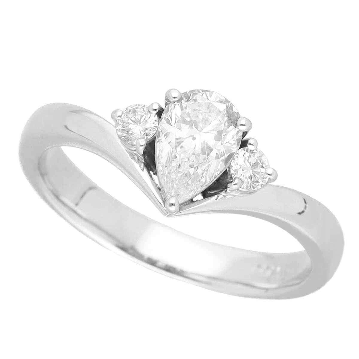 お手軽価格で贈りやすい ペアシェイプダイヤモンド(0.716ct D-SI1) サイドダイヤモンド(0.11ct)リング 日本サイズ約13号 #53  プラチナ Pt900 鑑定書指輪210111201 指輪・リング