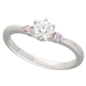 Star Jewelry スタージュエリー ダイヤモンド(0.237ct D-VS1-Ex) ピンクダイヤモンド(0.05ct) ソリティア リング PT950 プラチナ 日本サイズ約7号 #47 鑑定書【送料無料】【代引き手数料無料】指輪【中古】22340501