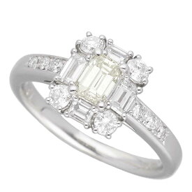 エメラルドカットダイヤモンド(0.414ct M-VVS2)サイドダイヤモンド(0.60ct)リング PT900 プラチナ 日本サイズ約12号 #52 鑑定書【送料無料】【代引き手数料無料】指輪【中古】23170459