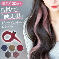 イヤーインナーエクステ 4個セット セルフ つけ毛 部分ウィッグ ロング イメチェン ワンタッチ装着 ポイ…