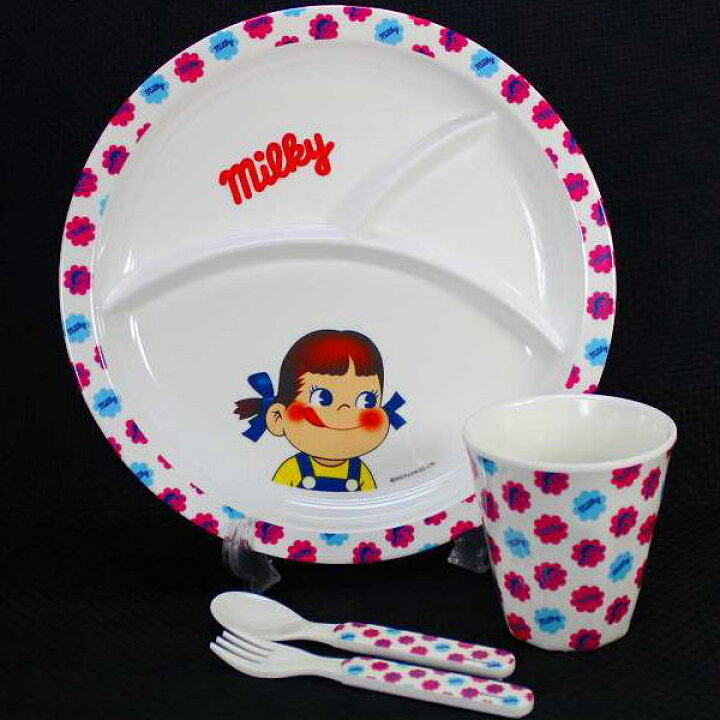 楽天市場】ミルキーペコちゃんメラミン食器セットフラワー柄トレー 