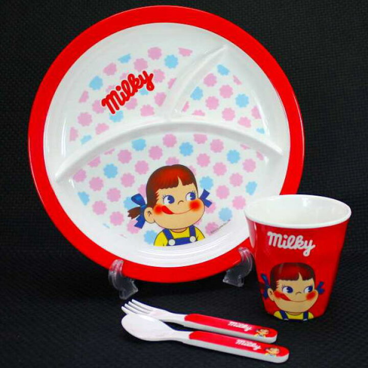 楽天市場】ミルキーペコちゃんメラミン食器セットペコ柄トレー カップ 