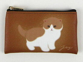 猫のスリムミニポーチ白茶choochoo本舗チューチュー本舗JETOYジェトイ