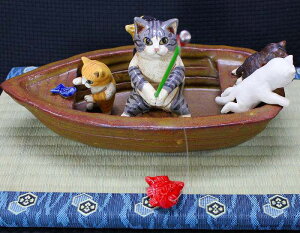 すみ田理恵 作猫の釣り舟猫の焼き物たち皿や器や招き猫