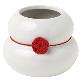 鏡餅型陶器製迎春ハンドメイドフラワーポット大サイズフラワーアレンジ正月花器 アレンジベース