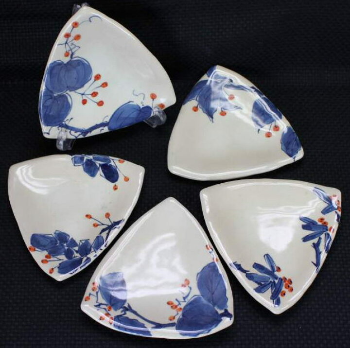 楽天市場】陶製 貫入三角皿5枚揃若林郁代 作益子焼陶皿 焼物 