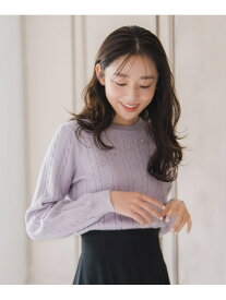 MM548323 バックリボンビジューケーブルニット MISCH MASCH ミッシュマッシュ トップス ニット ホワイト ブラック パープル【送料無料】[Rakuten Fashion]