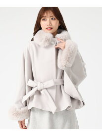 MM548603 ブローチ付きポンチョコート MISCH MASCH ミッシュマッシュ ジャケット・アウター ポンチョ ブラウン グレー【送料無料】[Rakuten Fashion]