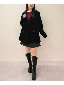 MM548604 ミドル丈ダブルボタンコート MISCH MASCH ミッシュマッシュ ジャケット・アウター チェスターコート ブラック【送料無料】[Rakuten Fashion]