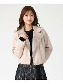 MM548608 ファー付きスエードライダースジャケット MISCH MASCH ミッシュマッシュ ジャケット・アウター ライダースジャケット ベージュ ホワイト【送料無料】[Rakuten Fashion]