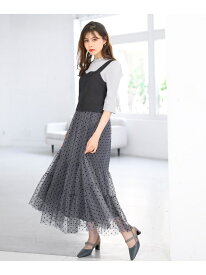 【SALE／63%OFF】【2024秋冬新作】ドットチュールドッキングワンピース/MM437411 MISCH MASCH ミッシュマッシュ ワンピース・ドレス ワンピース ブラック グレー【RBA_E】【送料無料】[Rakuten Fashion]