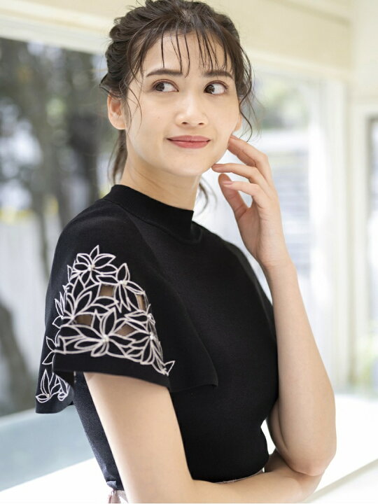 楽天市場 Sale 62 Off 刺繍ケープ袖ニット Misch Masch ミッシュ マッシュ ニット ニットその他 ブラック ホワイト ピンク パープル Rba E Rakuten Fashion Misch Masch