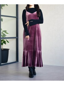 MM547425 Vネックベロアキャミワンピース MISCH MASCH ミッシュマッシュ ワンピース・ドレス ワンピース ブラック ピンク【送料無料】[Rakuten Fashion]