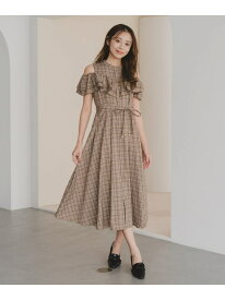 MM537418 チェック柄肩開きワンピース MISCH MASCH ミッシュマッシュ ワンピース・ドレス ワンピース ブラウン ブラック【送料無料】[Rakuten Fashion]