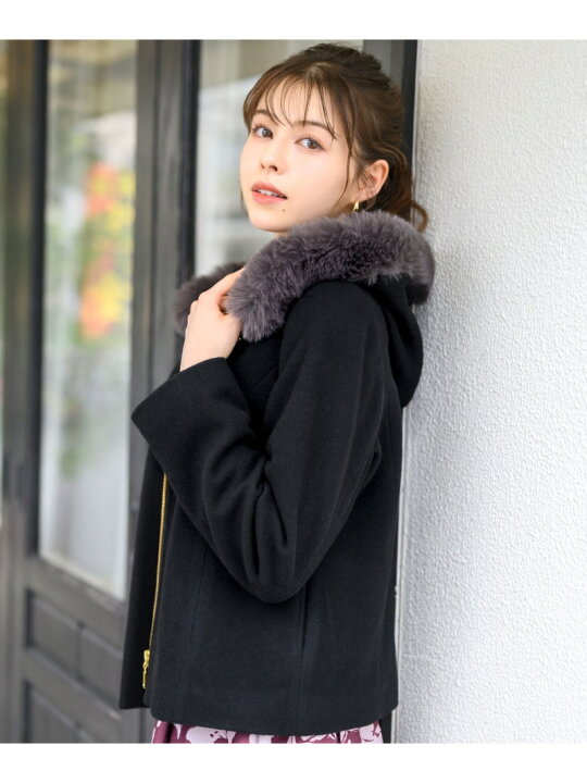 楽天市場】美シルエットで大人気!フードファー付きショートコート  