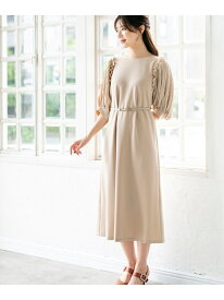 【SALE／55%OFF】ベルト付きパフスリーブワンピース MISCH MASCH ミッシュマッシュ ワンピース・ドレス ワンピース ブラック ベージュ【RBA_E】【送料無料】[Rakuten Fashion]