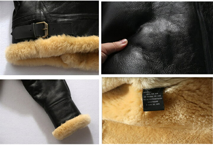 Ｂ-3ムートンジャケットムートコートB3フライトジャケット革ジャン無地ムートンジャケット本革フライトジャケット本革羊革本皮メンズボアジャケットブラック防寒