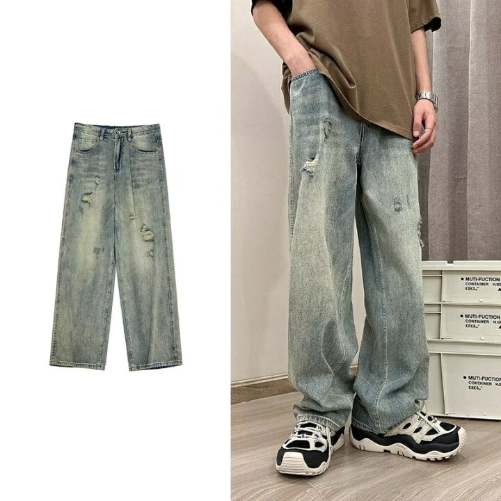 楽天市場】デニムパンツ ワイドパンツ ゆったり ワイドデニム ジーパン  