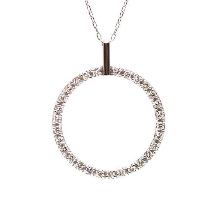 楽天市場】K18WG サークルモチーフ ネックレス ダイヤモンド 0.18ct 約 