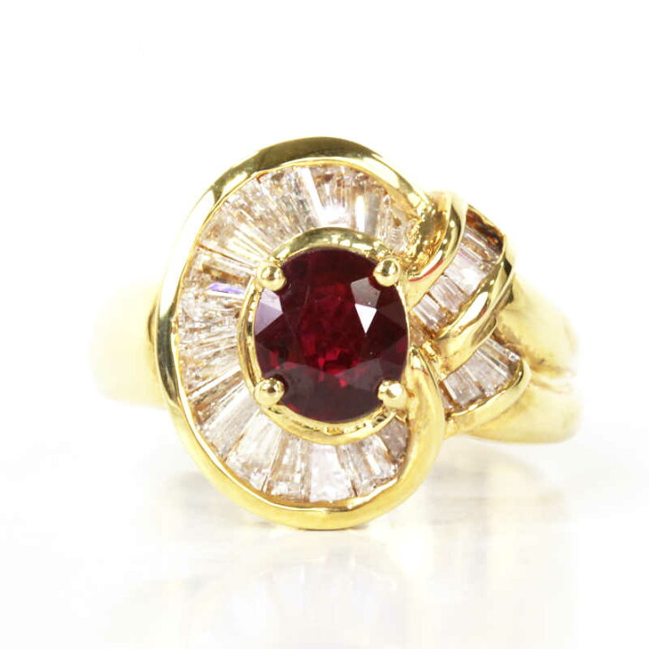 楽天市場】K18 ルビーリング 15号 1.13ct ダイヤモンド 1.06ct 18金 