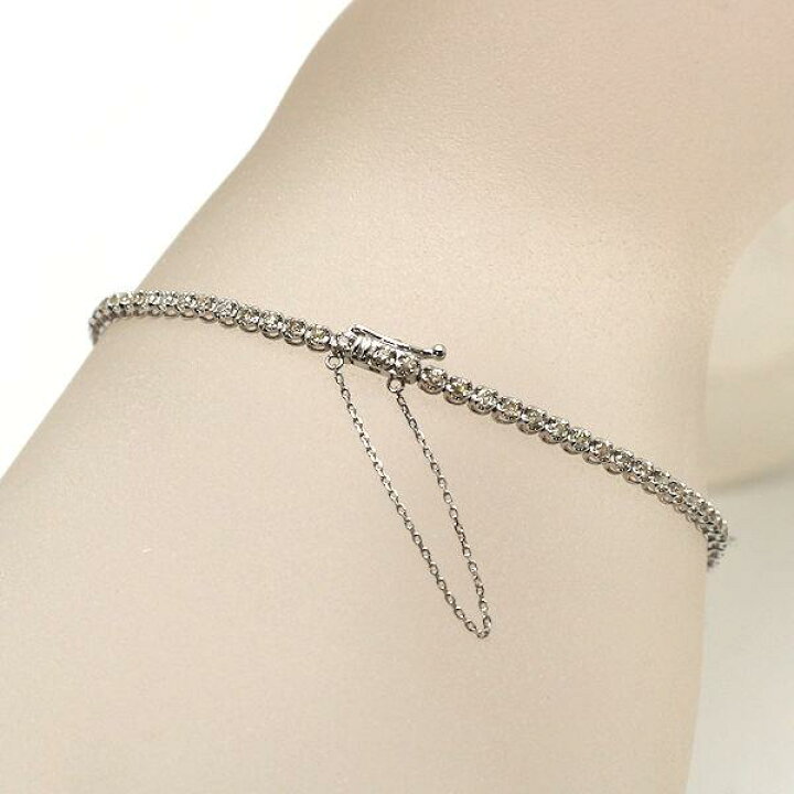 楽天市場】K18WG テニスブレスレット 約17cm ダイヤモンド 1.00ct 約 