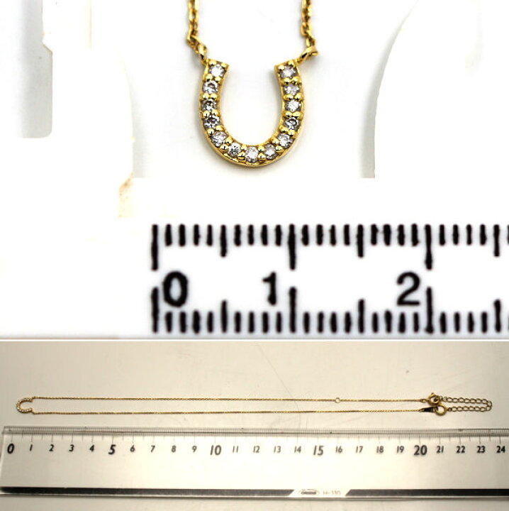 楽天市場】agete K18 馬蹄ネックレス ダイヤモンド 0.108ct 18金 