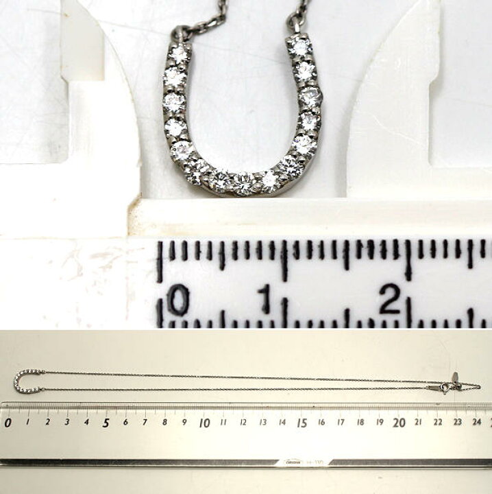 楽天市場】Pt850/Pt900 馬蹄ネックレス 約46cm ダイヤモンド 0.50ct 