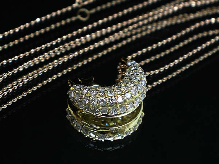 楽天市場】K18 月&星モチーフネックレス 約40cm ダイヤモンド 1.00ct 
