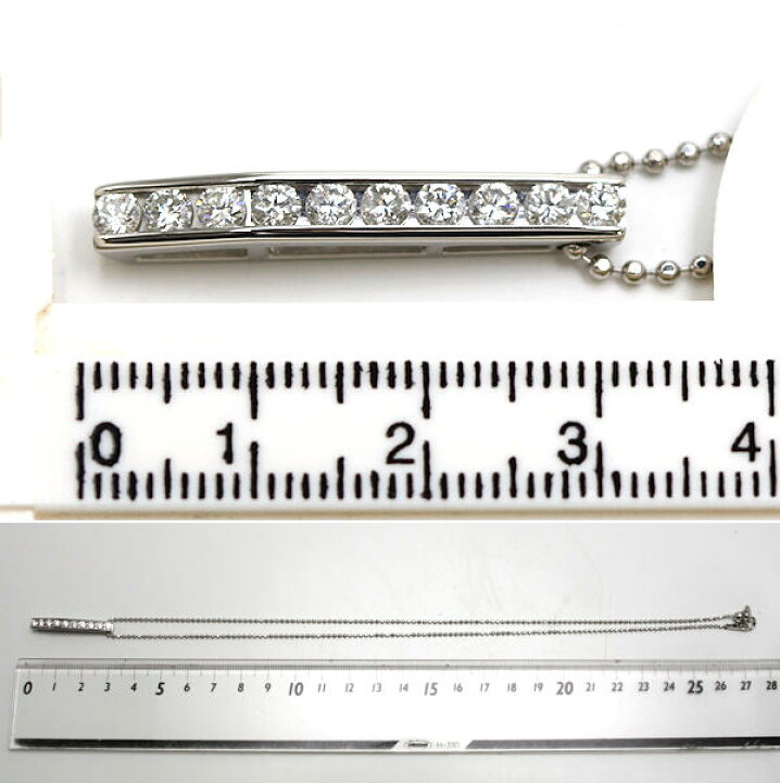 楽天市場】Pt850 Pt900 縦ラインダイヤモンドバーネックレス 約49cm 