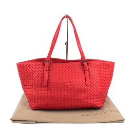 BOTTEGA VENETA ボッテガヴェネタ ショルダートートバッグ イタリア製 レザー イントレチャート 赤 14201 【中古】